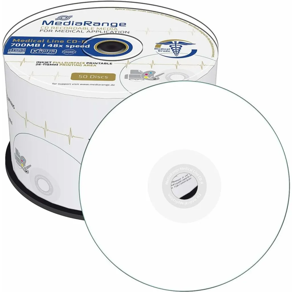 Disque CD-R 700MB MediaRange surface inkjet imprimable pack de 100 - 5
