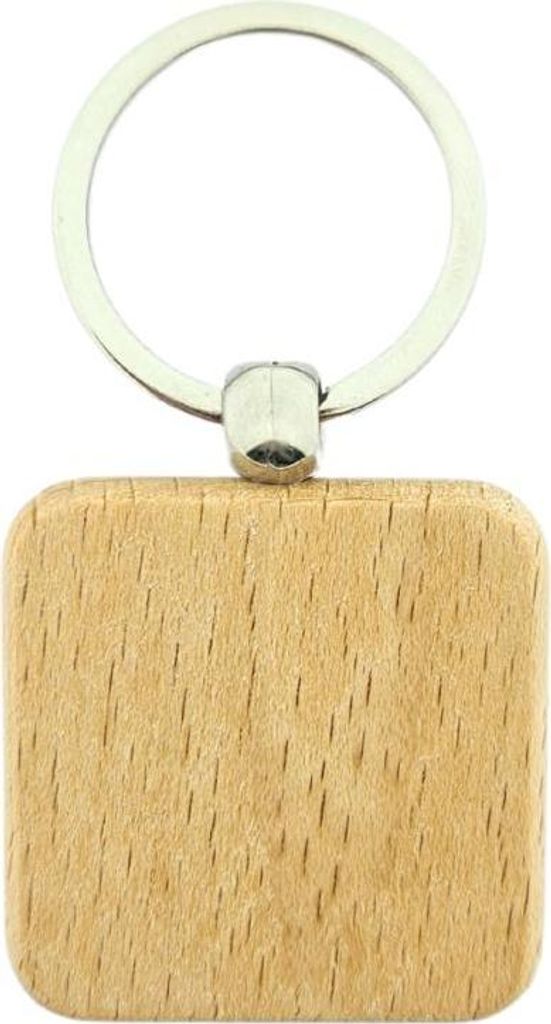 CombiCraft Schlüsselanhänger aus Holz Quadrat 40x40 mm - pro 50 Stück - Ohne Aufdruck