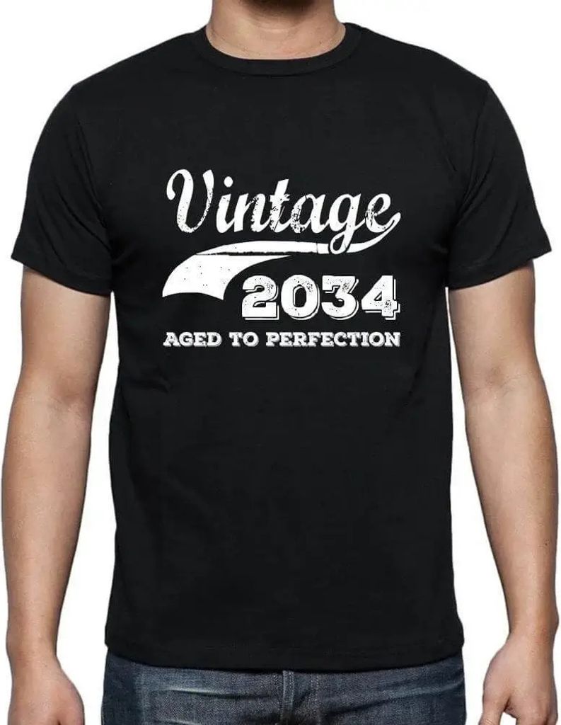 Herren Grafik T-Shirt Bis zur Perfektion gereift 2034 – Aged To Perfection 2034 – Öko-Verantwortlich Vintage Jahrgang Kurzarm Lustige Druck Ge...