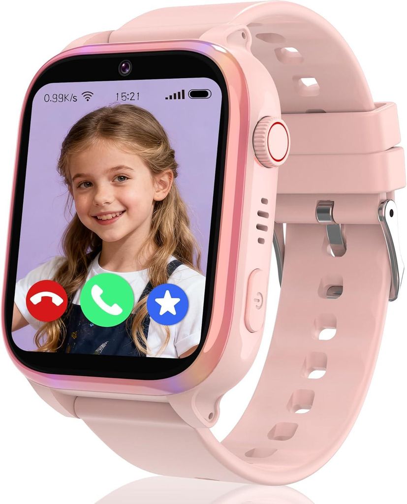 4G Kinder Smartwatch mit GPS, Telefon, HD Videoanruf, SOS-Notruf, Voice Chat, Schulmodus, Wecker, wasserdichte Smartwatch für Jungen & Mädchen