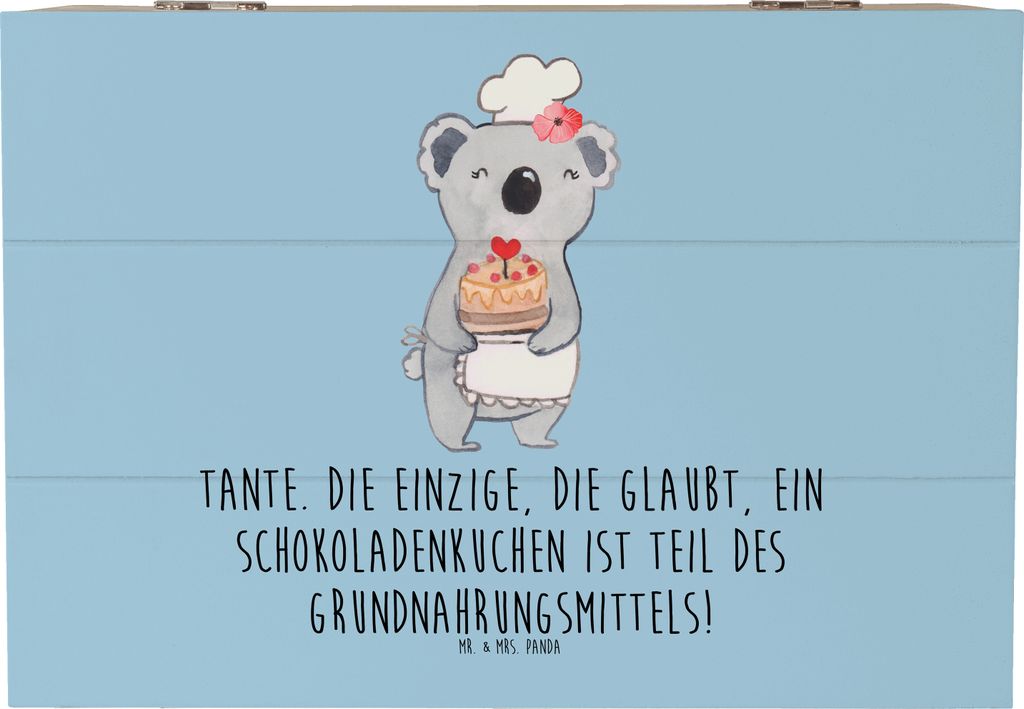 Mr. & Mrs. Panda holzschachtel Tante Schokoladenkuchen 22 x 15 cm - Blau Pastell - Geschenk, Geburtstage, Jubiläen, Liebe, Schatzkiste, Nichte, Ho...