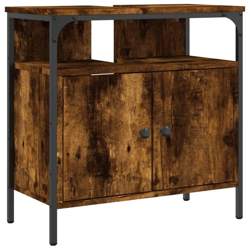 Mobiletto Rovere Fumé 60x30x60 cm | Mobile Bagno Sottolavabo Robusto