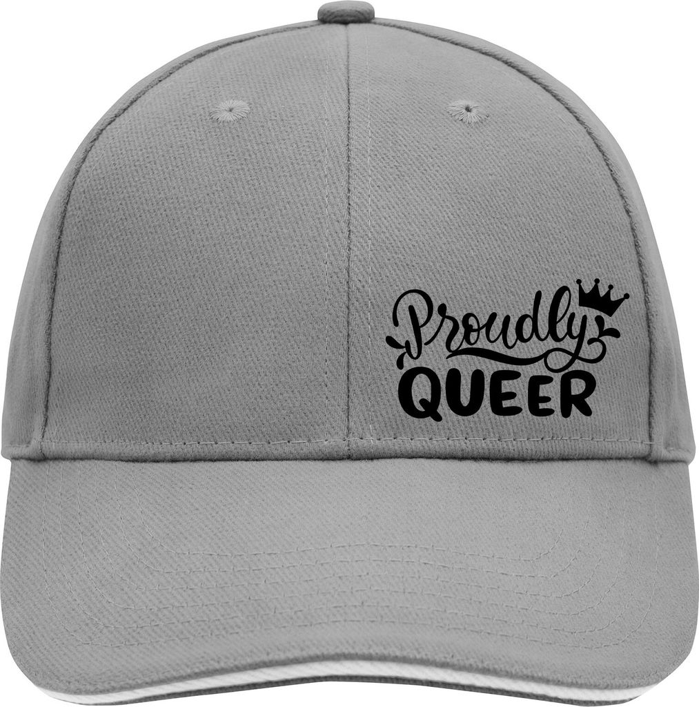 Huuraa Cappy Mütze Proudly Queer Krone Dark Grey/White Baumwolle 6-Panel Kappe Geschenkidee