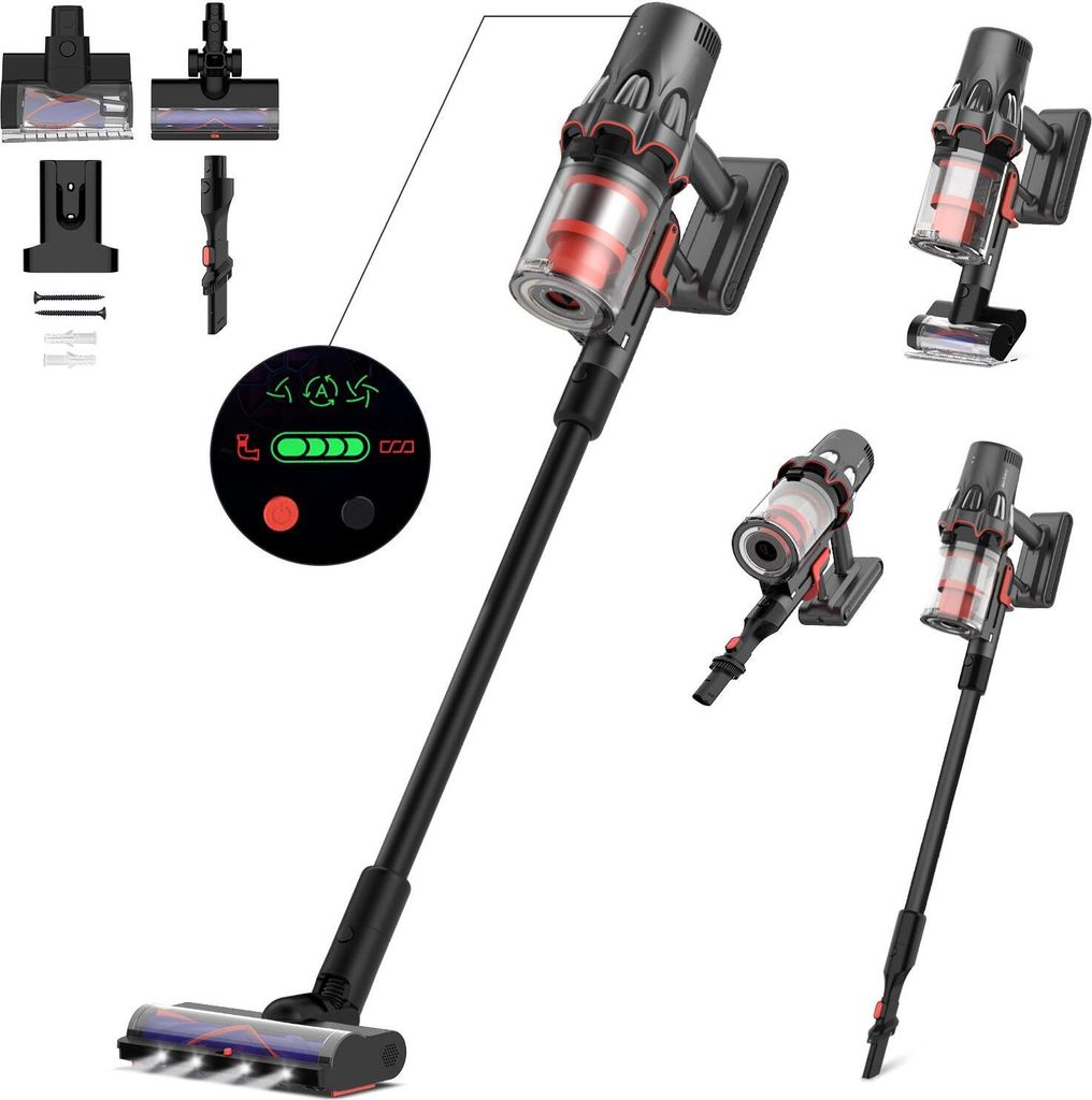 Deerma DEM-T50W, Stabstaubsauger, Beutellos, Schwarz, 0,4 l, Trocken&Nass, 82 mbar