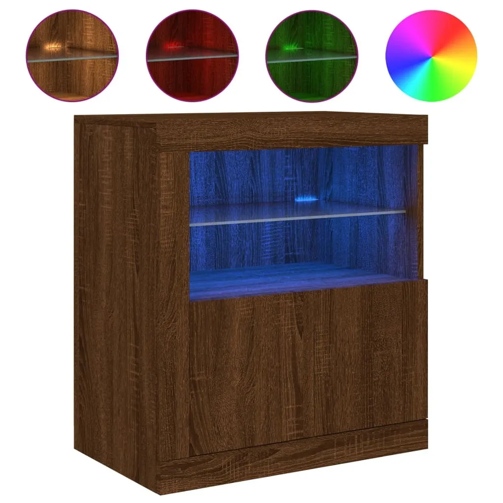 SYFAX™ Credenza con Luci LED Rovere Marrone 60,5x37x67 cm