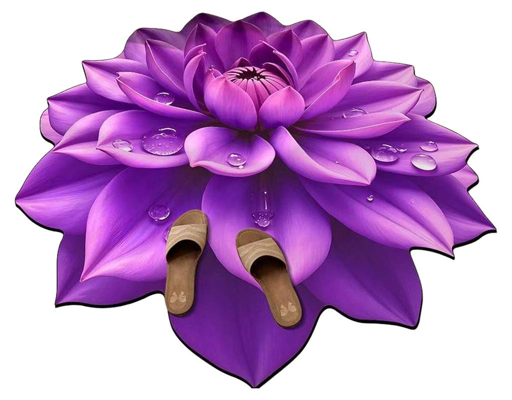 Kieselgur-Fußmatte, 3D-Blumenmuster, rutschfest, saugfähig, schnelltrocknend, leicht zu reinigen, Duschvorhang A