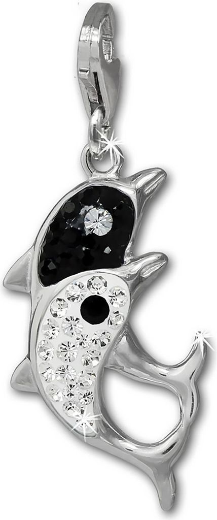 SilberDream weiß Charm Delfin-Paar Zirkonia 925 Silber Charms-Anhänger GSC582W