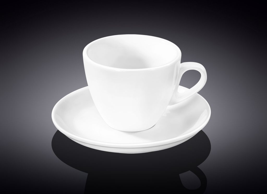 Wilmax Teetasse mit Untertasse 190 ml Weiß Porzellan WL-993175/AB