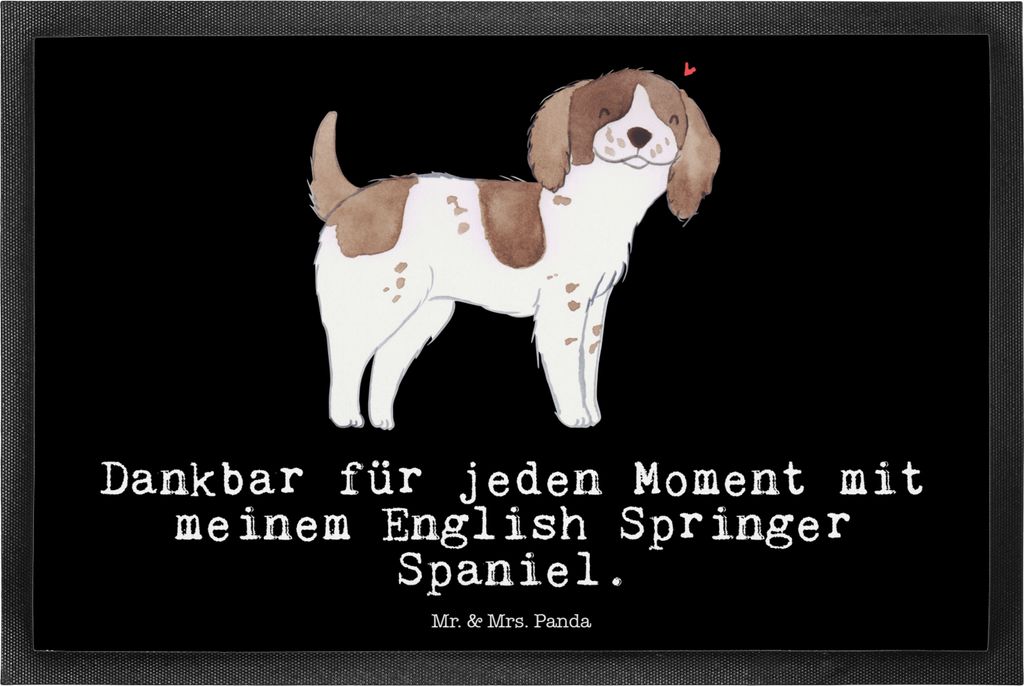 Mr. & Mrs. Panda Schmutzfangmatte English Springer Spaniel Moment 40 x 60 cm - Schwarz - Geschenk, fußmatte, Fussmatte, Eingangsmatte, Schmutzfän...