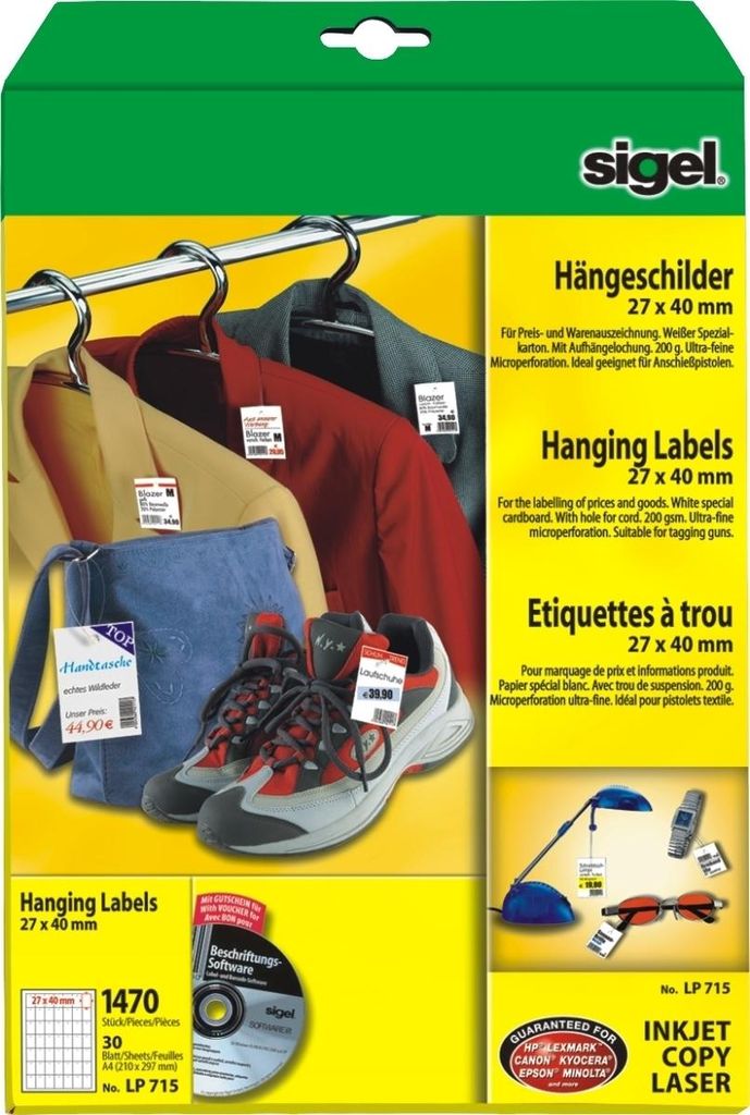 Hängeschilder für Preisauszeichnung 27x40mm VE=10x1470 Stück