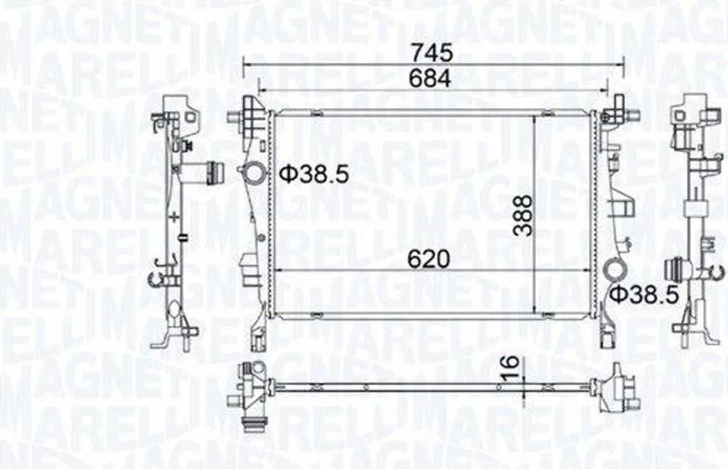 MAGNETI MARELLI 350214400000 Kühler Wasserkühler Motorkühler für FIAT 500X (334) für JEEP Renegade SUV (BU, B1)