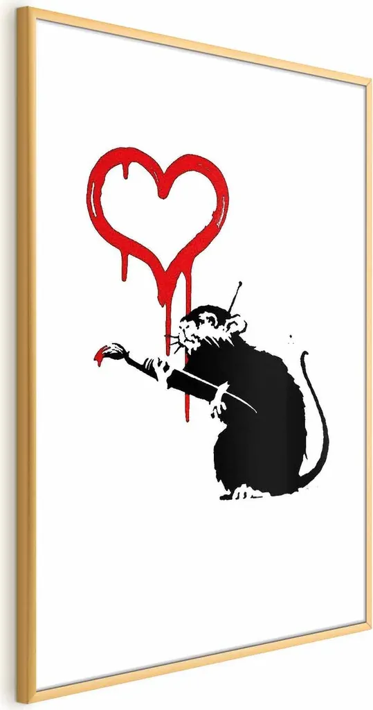 Come Arredare con Banksy: Poster Love Rat 60x90 Cornice Oro
