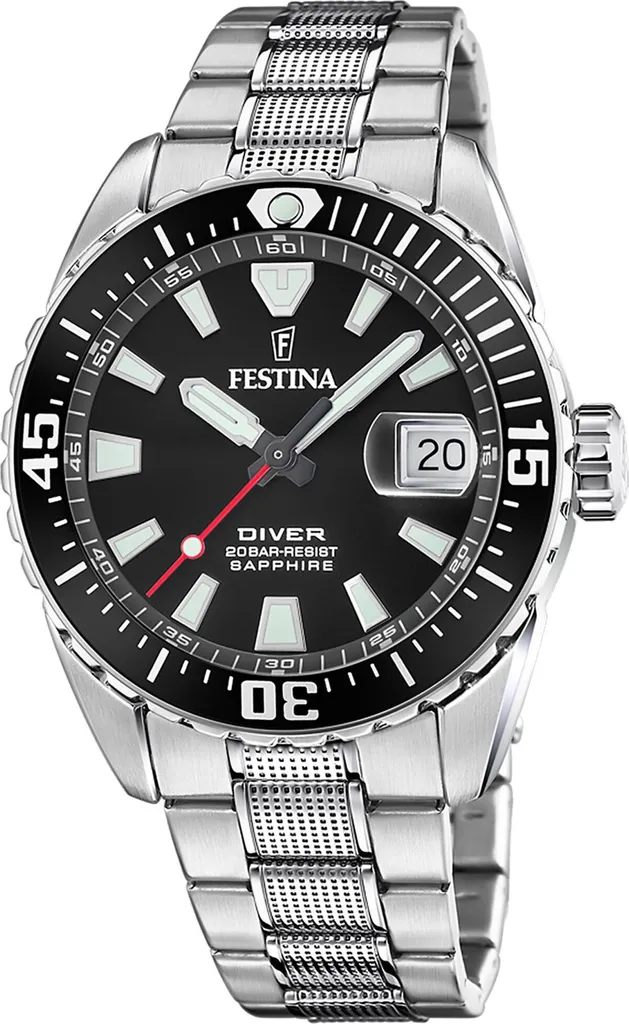 Festina F20669/3 Diver: Orologio Subacqueo Uomo 20ATM Vetro Zaffiro