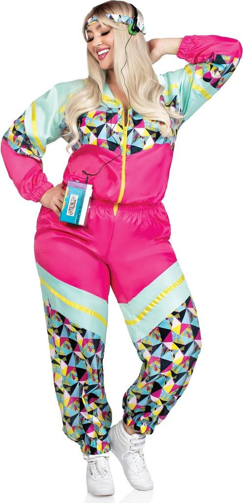 80er Jahre XXL Trainingsanzug pink-türkis Größe: 3XL-4XL Produktbild 