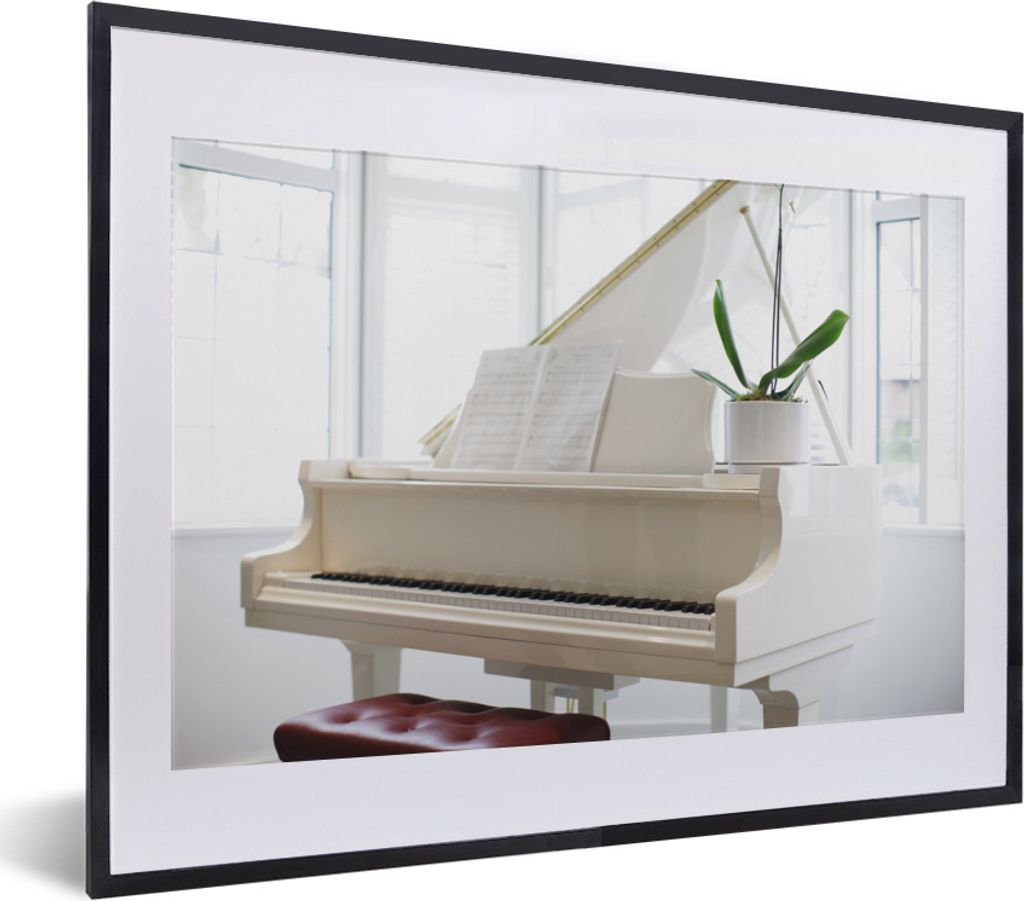 MuchoWow MuchoWow Gerahmtes Poster Ein weißer Flügel 40x30 cm - Poster mit zchwarzem Bilderrahmen - Bilderrahmen - Poster im Rahmen