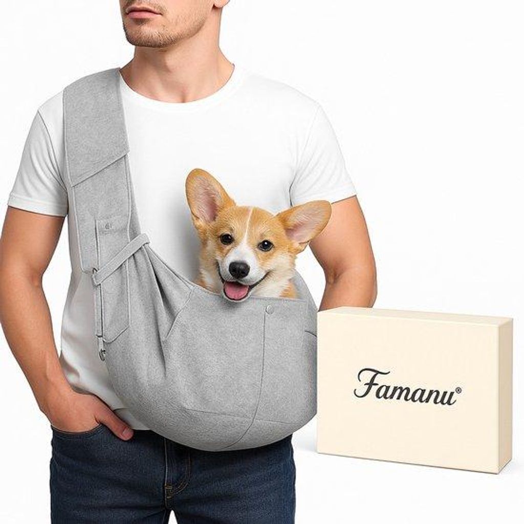 Famanu Hundetransporttasche – Wendbare, bequeme Tragetasche für kleine und mittelgroße Hunde und Katzen