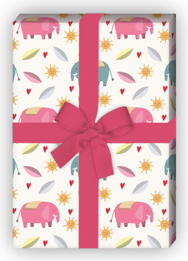 Süßes sonniges Baby Geschenkpapier mit Elefanten - G12327, 32 x 48cm