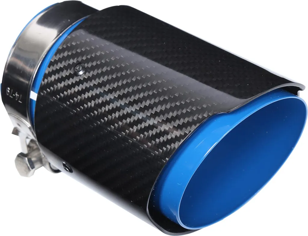 Sortie d'Échappement Universelle en Carbone Bleu et Inox 101mm Auto