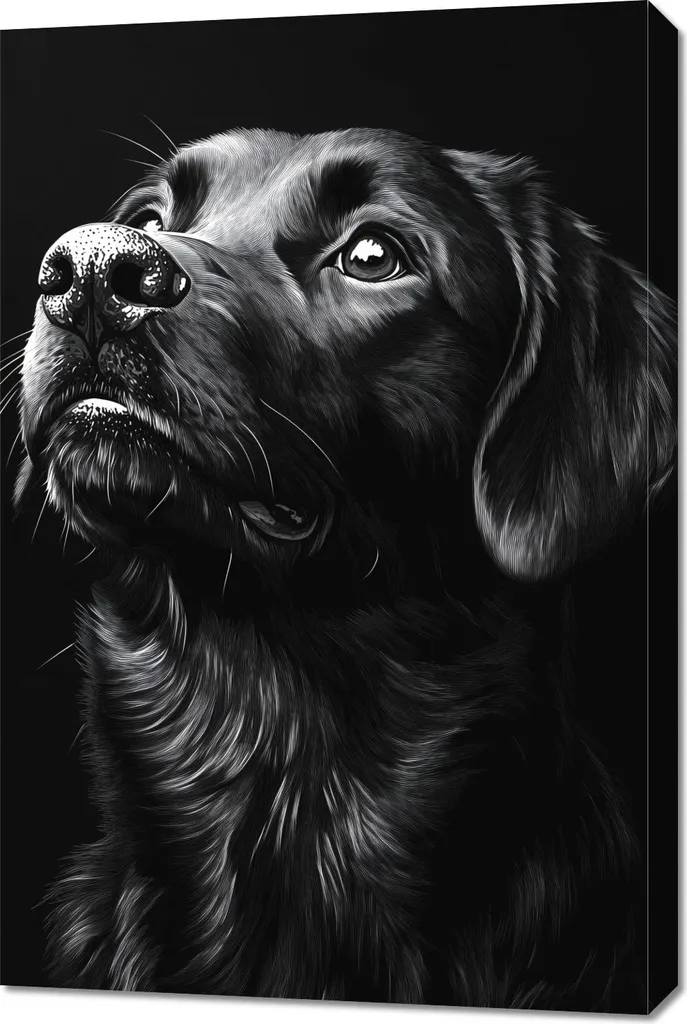 Quadro Cane Labrador 2 Ritratto 60x90cm B&N | Regalo per Dog Lovers