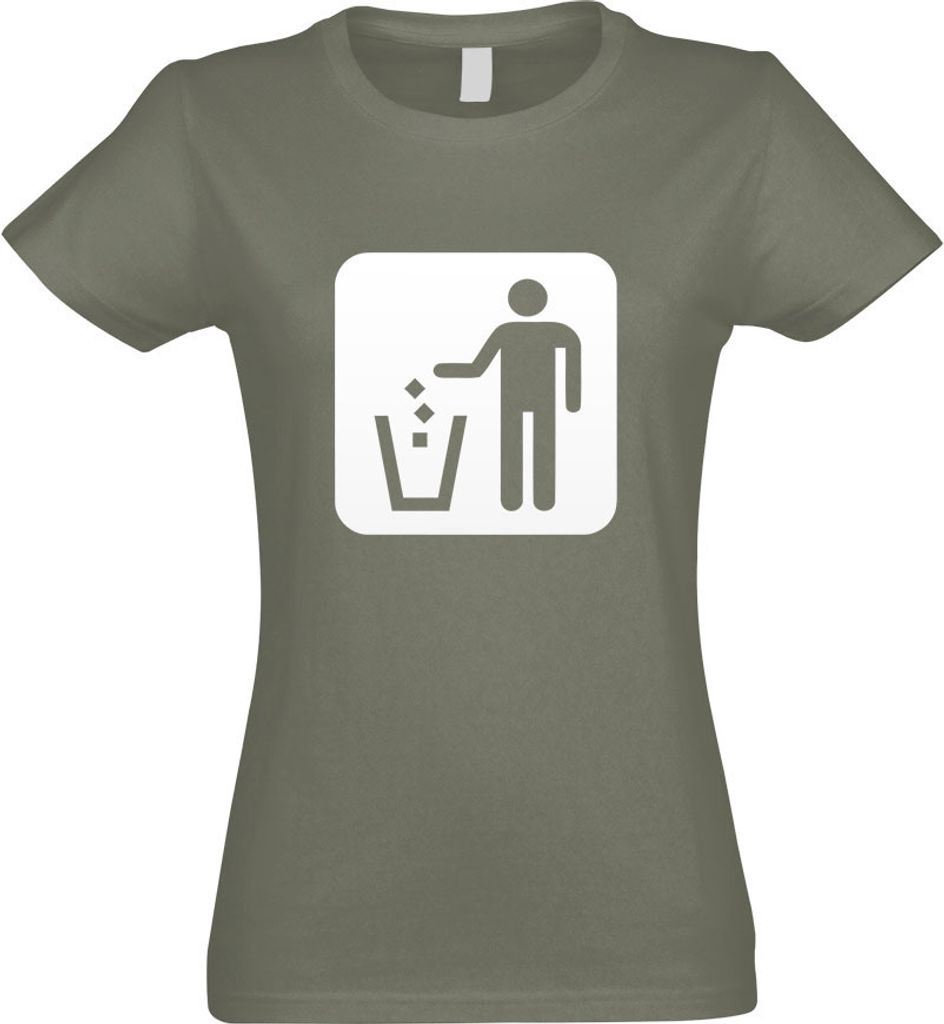 Kiwistar - T-Shirt tailliert - Damen - Olive - Mülleimer Entsorgung Piktogramme - mit Motiv Bedruckt - Funshirt Design - Sport - Freizeit - Damen ...