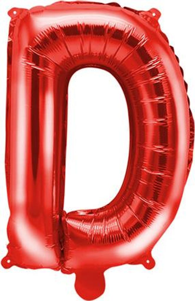 Folienballon Buchstabe „D“, 35cm, rot (1 Karton / 50 Stück)