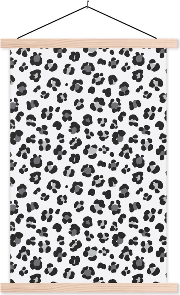 MuchoWow Textilposter Panther Druck - Grau - Flecken 40x60 cm mit holzfarbenen Rahmen - Poster