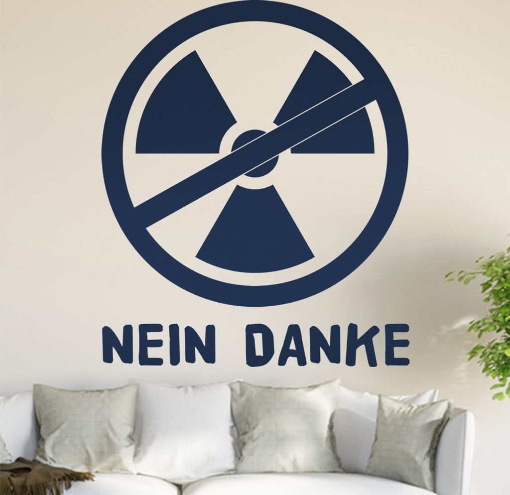 Atomkraft - Nein Danke Wandtattoo in 6 Größen - Wandaufkleber Wall Sticker - Dekoration, Küche, Wohnzimmer, Schlafzimmer, Badezimmer