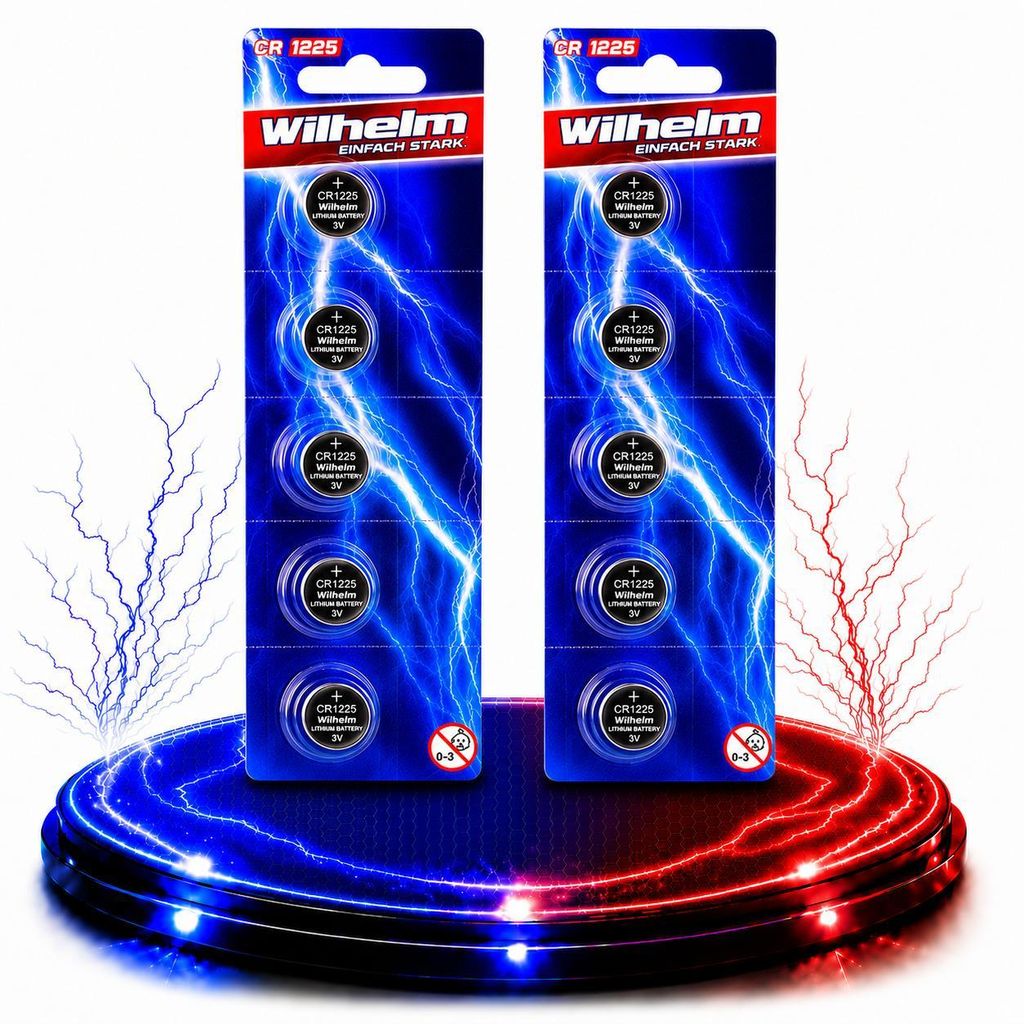 10 x CR1225 WILHELM Lithium Knopfzelle 3V 52 mAh ø12 x 2,5 Produktbild 
