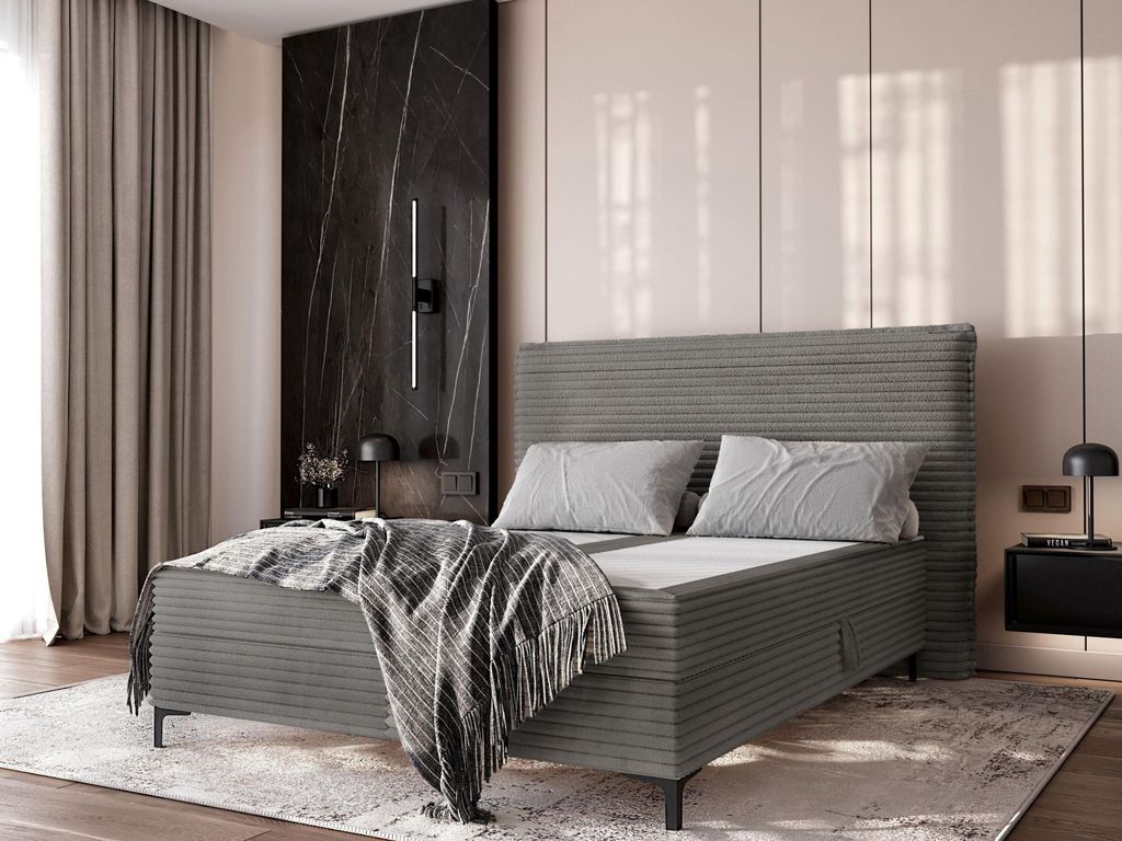 Kontinentales Bett 180x200 MADRONA - grau