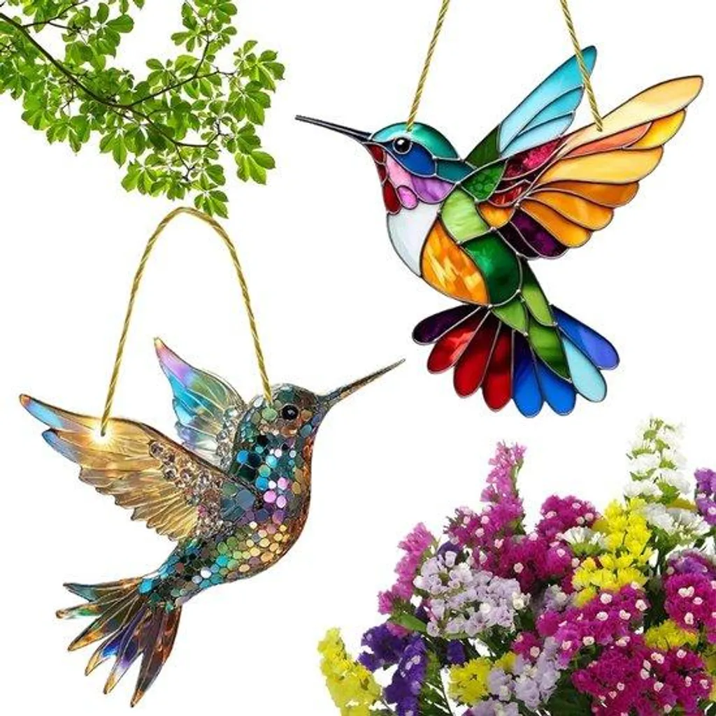 Décoration de jardin suspendue colibri pour amoureux des oiseaux lot de 2