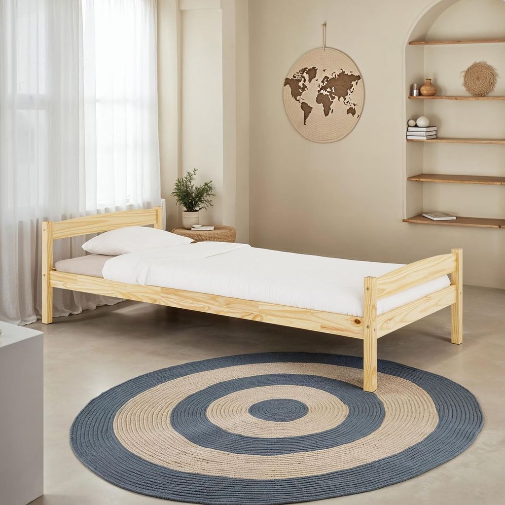 Einzelbett BORIS aus Kiefer Massivholz 90x200 cm, natur -  Produktbild 