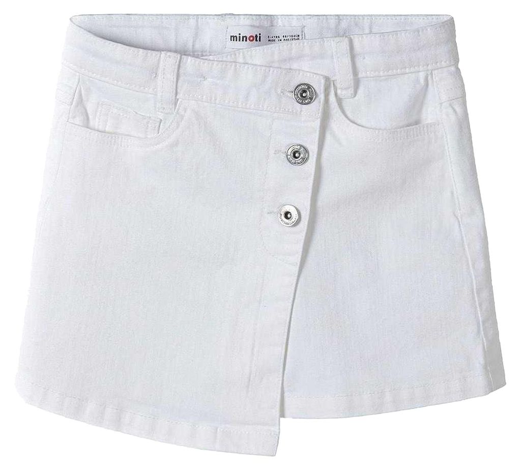 Minoti - Rock für Mädchen, Asymmetrischer Saum, Twill MN338 (134) (Weiß)
