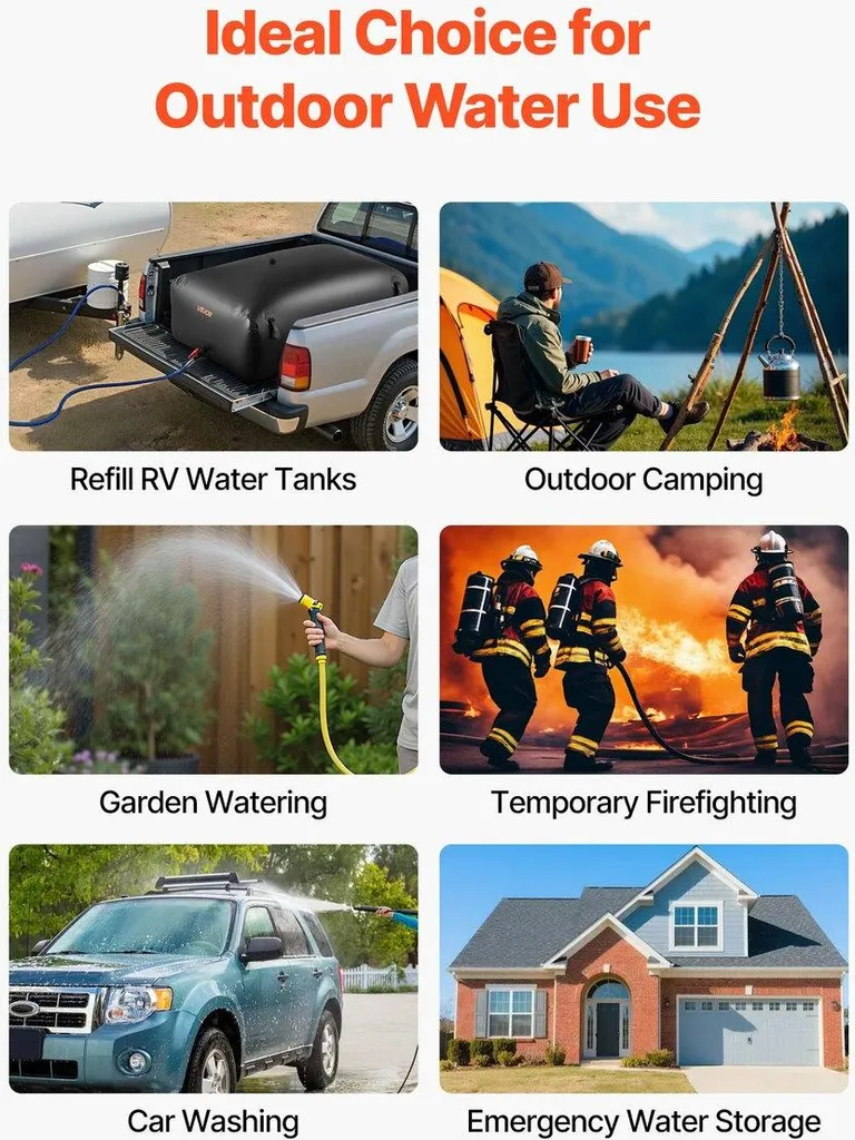 Serbatoio per acqua 540L Sacca per acqua di grande capacità, contenitore per acqua morbido, portatile e pieghevole, serbatoio di emergenza in PVC a tenuta stagna e resistente agli strappi per camper, camion e uso all'aperto - 7