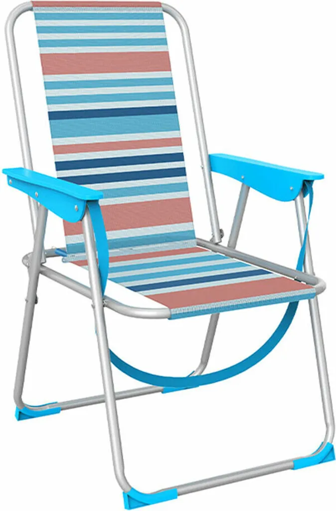 Chaise de piscine rayée orange bleu en aluminium Marbueno ultra légère