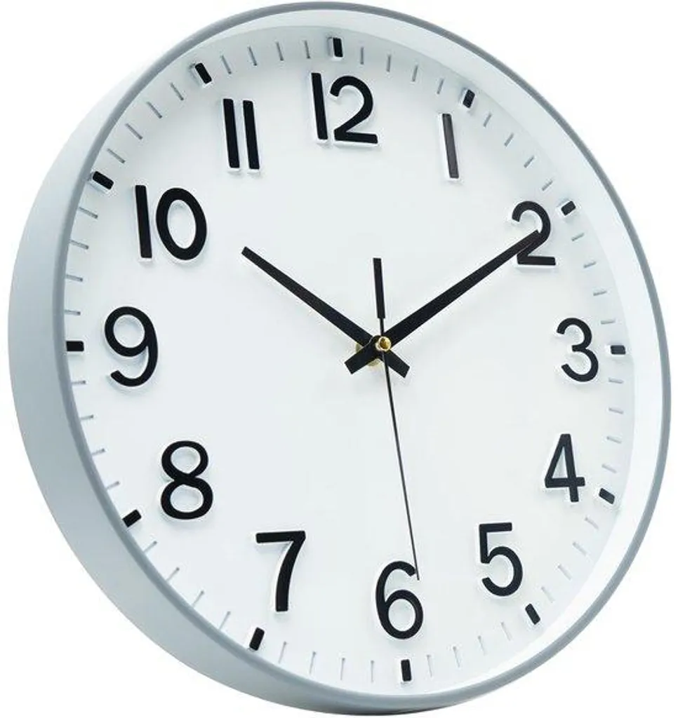 Horloge murale silencieuse 30 cm grise avec chiffres arabes lisibles