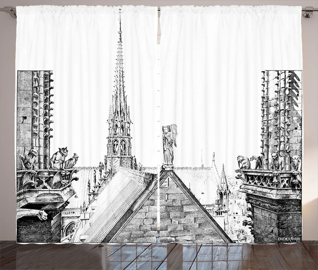 Tenda Notre Dame ABAKUHAUS 280x245 cm Grigio e Bianco con Ganci