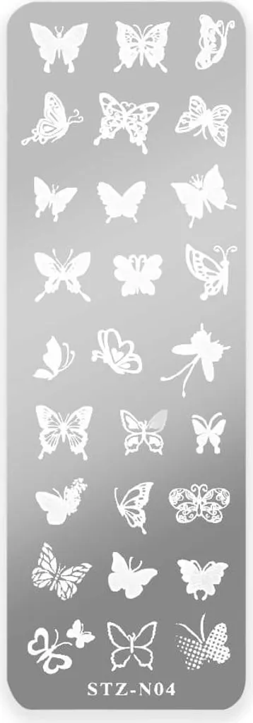 Plaque à tamponner STZ-N04 Motif Papillon pour Nail Art de Précision