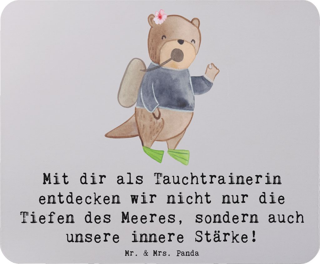 Mr. & Mrs. Panda Mousepad Tauch Trainerin Stärke - Grau Pastell - Geschenk, laptop mauspad, pc, Tauchlehrerin, Abenteuer, Training, Unterwasserrei...
