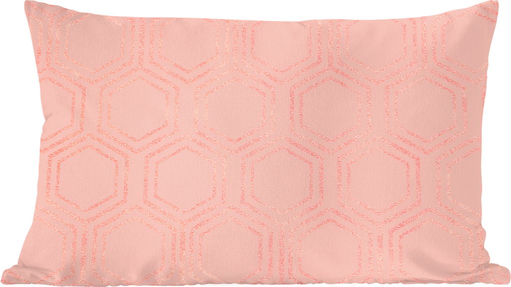 MuchoWow Zierkissen Sofakissen Wohnzimmer Dekokissen 60x40 cm Muster - Luxus - Rosa - Sechsecke - Kopfkissen - Polster mit Foto
