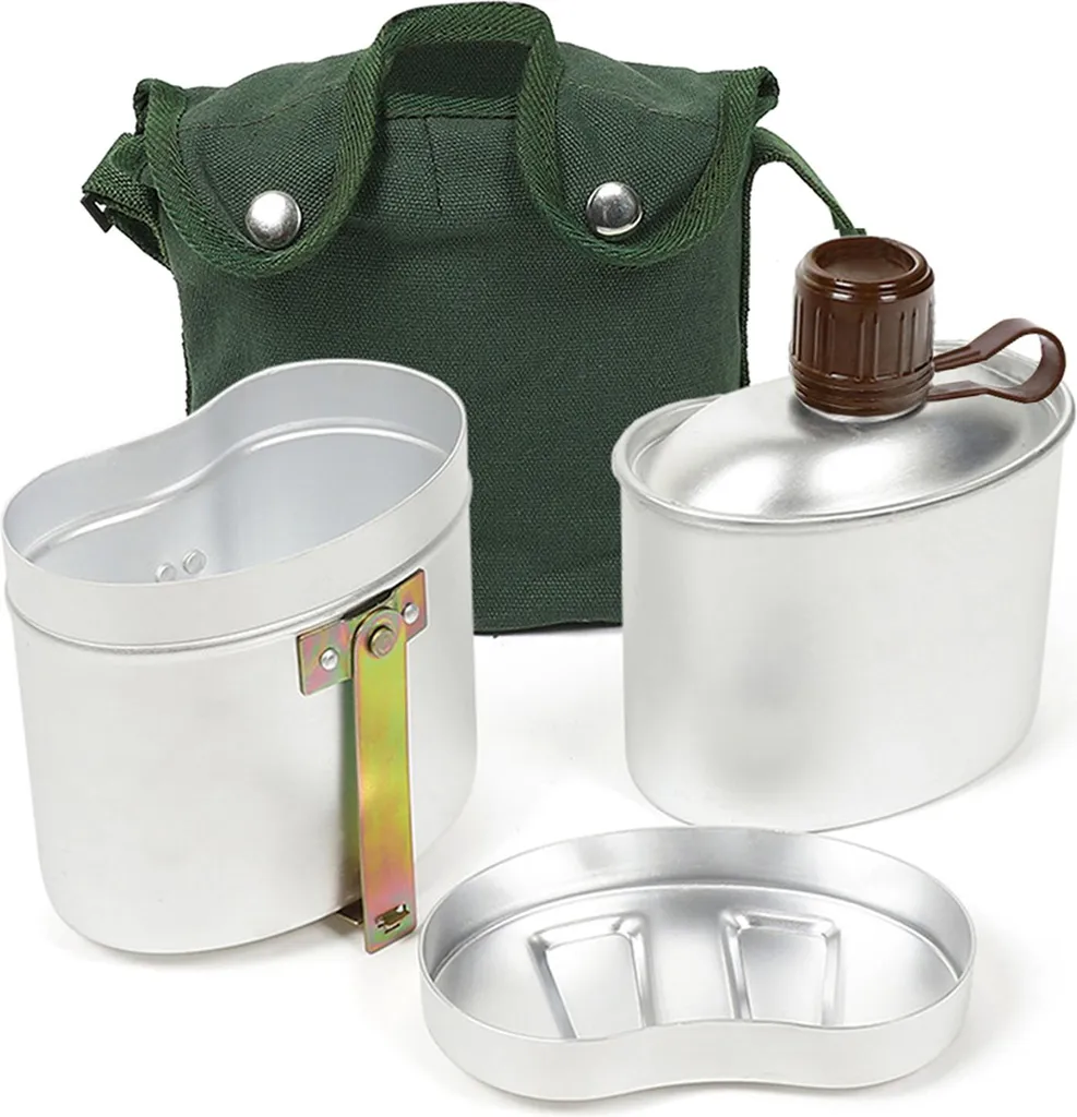Cantine portable en aluminium 1L avec gobelet et couvercle de camping