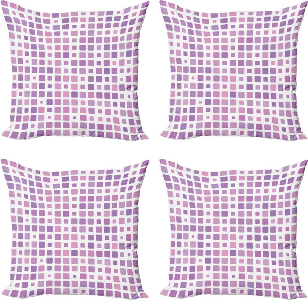 ABAKUHAUS Geometrisch Kissenbezug Set (4 Stück), Zufällige Ombre Platz Fliesen, Moderner Doppelseitiger Digitaldruck, 45 cm x 45 cm, Violet Flied...