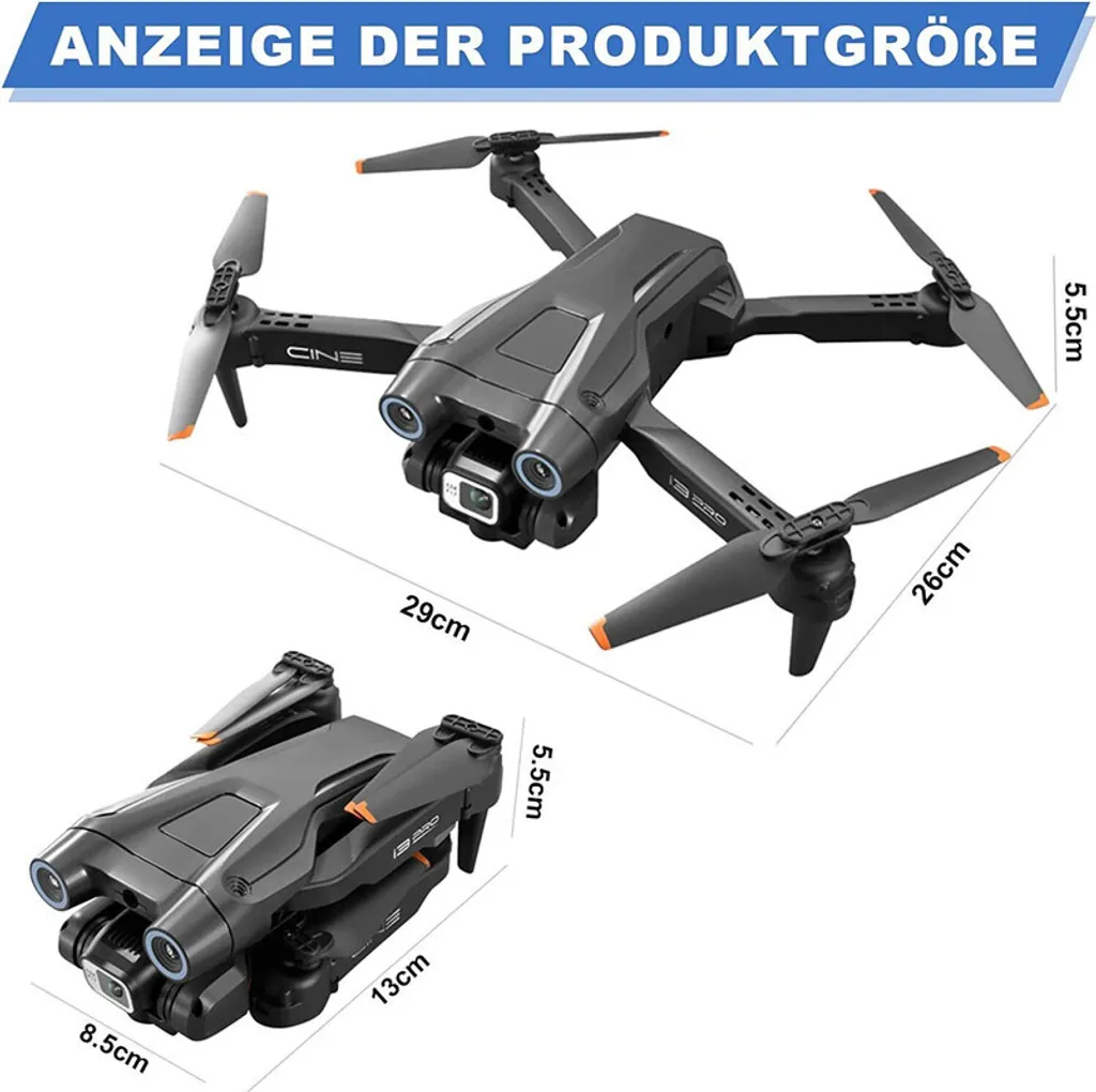 Quadrocoptère Télécommandé 4K Noir - Drone Débutant avec 2 Batteries RC