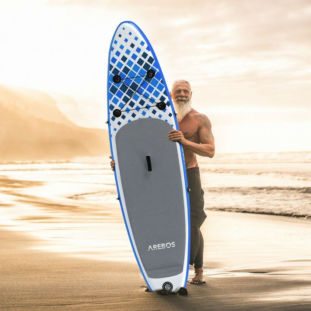 Arebos Stand Up Paddle SUP Board Paddling Surfboard aufblasbar mit Paddel 