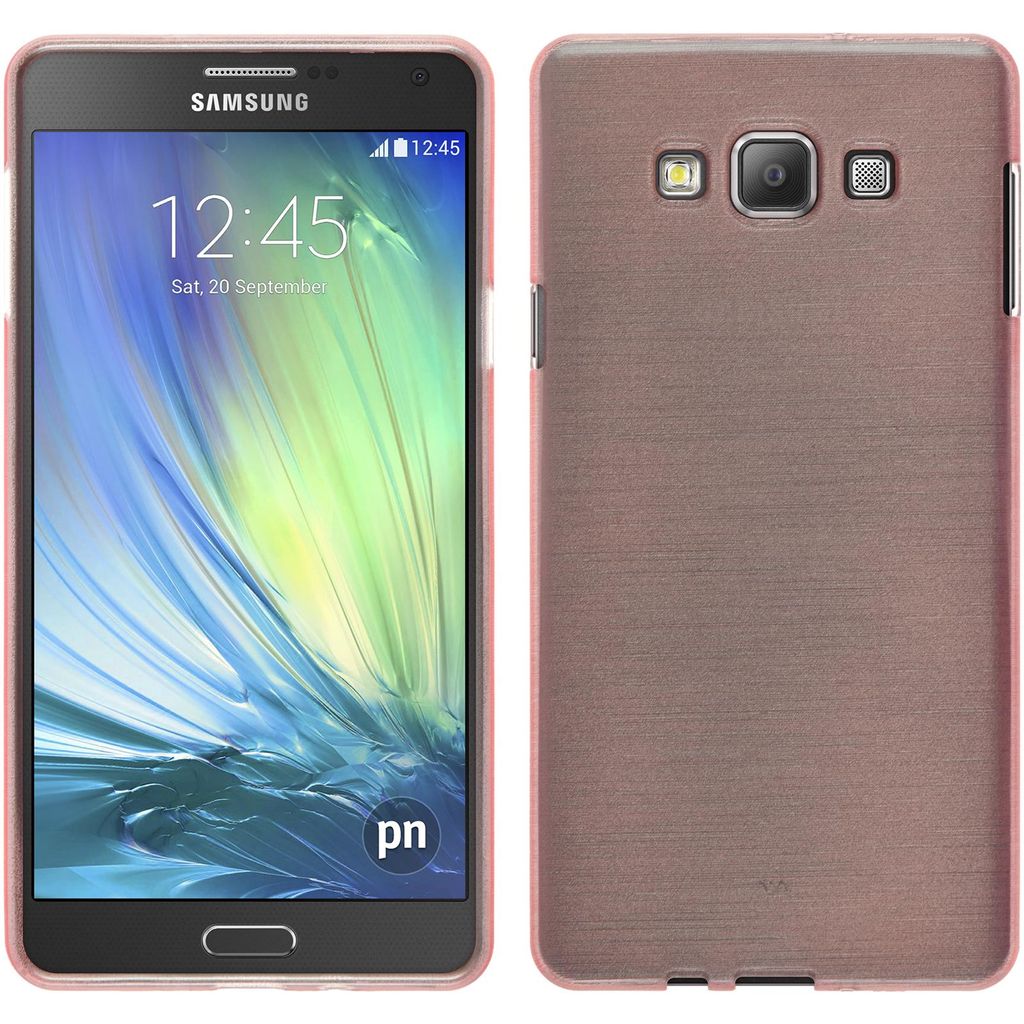PhoneNatic Case kompatibel mit Samsung Galaxy A7 (A700) - rosa Silikon Hülle brushed + 2 Schutzfolien