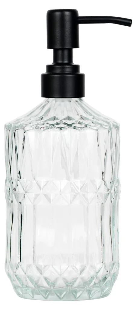 Distributeur savon 510 ml en verre transparent et pompe robuste inox