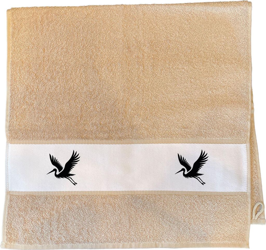 Huuraa Handtuch Storch Silhouette 50x100cm Sand Baumwolle Handtuch Geschenkidee