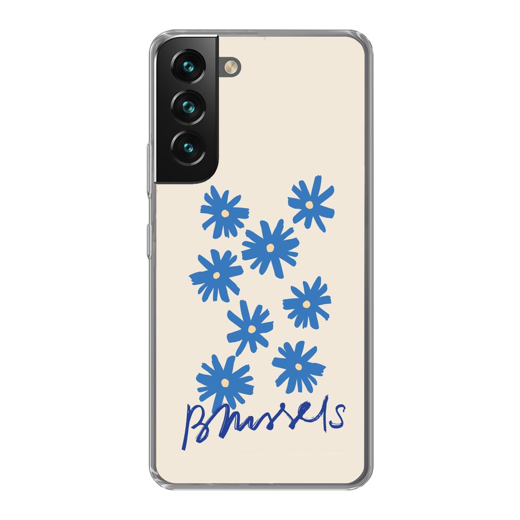 MuchoWow Handyhülle Schutzhülle Hülle für Samsung Galaxy S22 Plus Blume - Design - Brüssel - Minimalismus Silikon Softcase Handy Hülle - Sc...