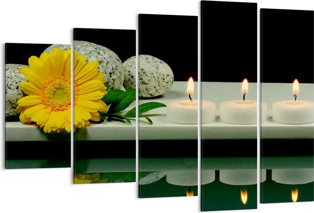 Bild auf Leinwand - Leinwandbild - Spa Blume Kerze Stein - 150x100cm - Wand Bild - Wanddeko - Leinwanddruck - Bilder - Kunstdruck - Wanddekoration ...