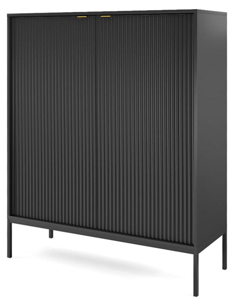 Highboard Nova Kommode 104x39x125cm schwarz 2-türig MDF