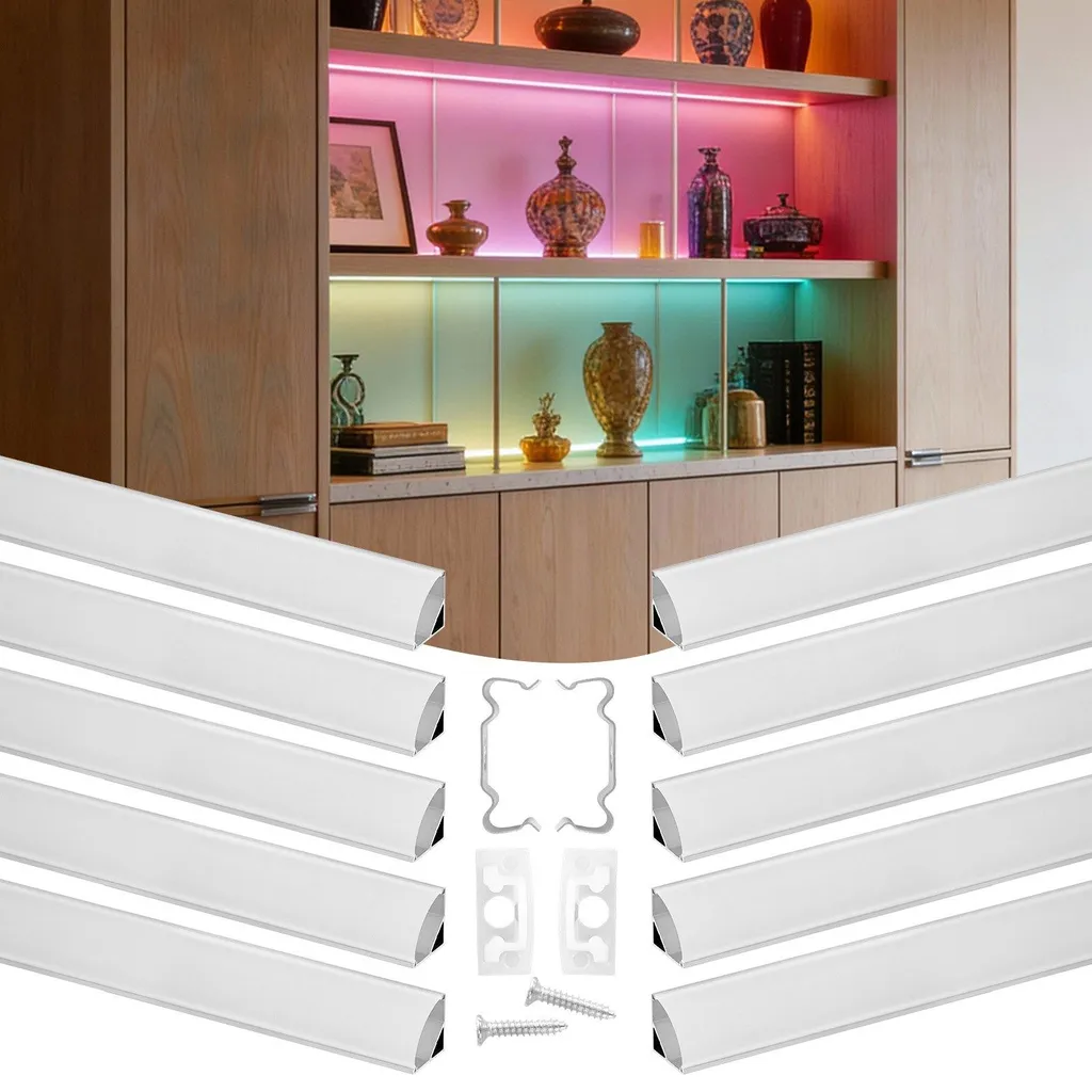 Profilé aluminium LED angle en V 2m lot de 10 argenté anodisé